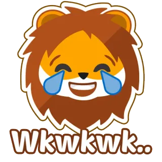 😂 Wkwkwk.. leone, emoji, piangere, ridere, meme telegram sticker