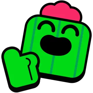 👍 Spike Brawl Stars cactus, bagarreur, jeu, joyeux, pouce levé telegram sticker