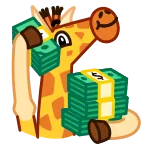 🤑 Giraffa, Denaro, Contanti, Ricchezza, Cartone animato, Animale telegram sticker