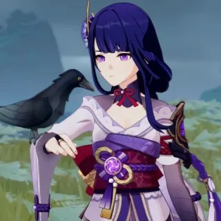 🧡 Raiden Shogun Genshin Impact video game, anime, character, crow, fantasy telegram sticker