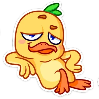 🥴 pato, desenho animado, relax, animal, fofo, pássaro, relaxado telegram sticker