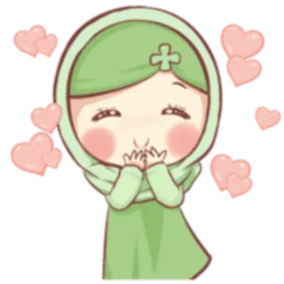 ☺️ Cartoon, Mädchen, Herzen, Liebe, Süß, Illustration, Gruß whatsapp sticker