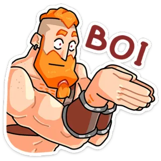 🤲 BOI Cartoon, Figur, Wildschwein, Orange, Lustig, Sticker telegram sticker