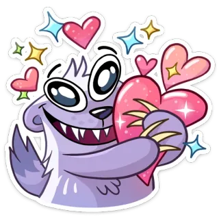🤗 Мультфильм, Животное, Сердце, Любовь, Наклейка, Фэнтези telegram sticker