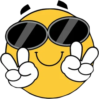 😎 絵文字, ピースサイン, かっこいい, サングラス, 漫画, 笑顔 telegram sticker