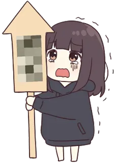 😵 anime, chica, llorando, triste, linda, protesta, cartel telegram sticker