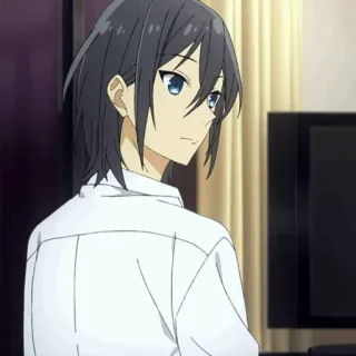 🌚 Anime, Retrato, ojos azules, hombre, camisa blanca telegram sticker