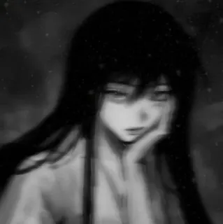 🖤 Anime, Triste, Ragazza, Bianco e nero, Ritratto whatsapp sticker