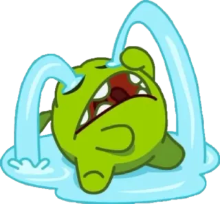 😭 Om Nom Cut the Rope cartone animato, piangendo, verde, mostro, triste telegram sticker
