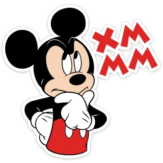 🤔 Mickey Mouse XMMM mickey mouse, cartoon, thinking, expression, disney telegram sticker