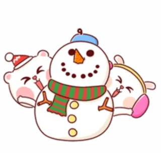 ⛄️ Schneemann, Winter, Bär, Süss, Cartoon, Feiertag, Stinkefinger telegram sticker