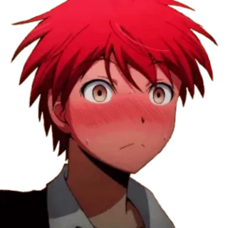 😳 Karma Akabane Assassination Classroom Anime, Arrossire, Capelli rossi, Scuola, Espressione, Ritratto telegram sticker
