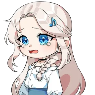 😭 อนิเมะ, ตัวละคร, ร้องไห้, เศร้า, โน้ตเพลง, การ์ตูน, ดิจิทัลอาร์ต telegram sticker