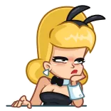 😠 cartone animato, coniglio, ragazza, bionda, donna telegram sticker