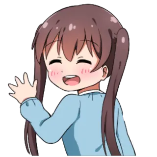👋 animé, fille, salut, mignon, dessin animé, amical telegram sticker