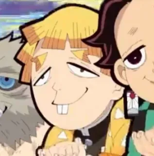 🌩 Zenitsu Agatsuma Demon Slayer Anime, Demon Slayer, Zenitsu, Animation japonaise, Dessin animé, Drôle, Personnage telegram sticker