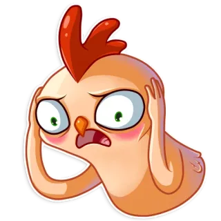 😰 pollo, cartone animato, stressato, scioccato, animale, uccello, divertente whatsapp sticker