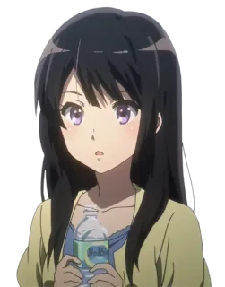 😯 Anime, Mädchen, Frau, Cartoon, Flasche, Wasser telegram sticker