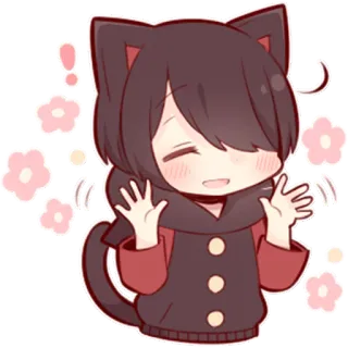 😄 Chibi, Gatto, Anime, Kawaii, Carino, Manga whatsapp sticker