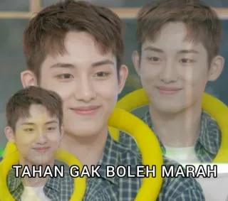☺️ TAHAN GAK BOLEH MARAH visage, personne, homme, sourire, portrait telegram sticker