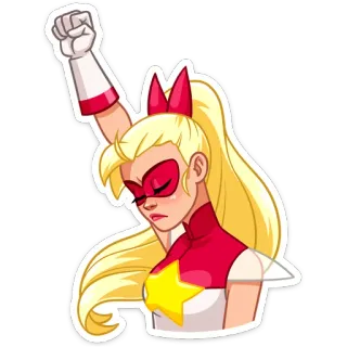💪 super-herói, feminino, desenho animado, luta, banda desenhada, estrela, menina, poder telegram sticker