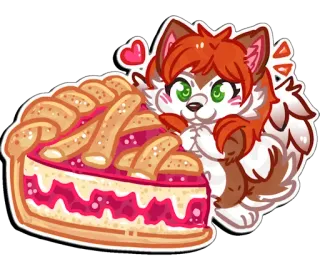 🥧 Фурри, Пирог, Мультфильм, Милый, Десерт, Животное telegram sticker