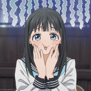 💠 Anime, Ragazza, Uniforme scolastica, Carina, Tirare la guancia, Illustrazione telegram sticker