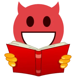 📔 diablo, leyendo, libro, malvado, dibujos animados, personaje telegram sticker