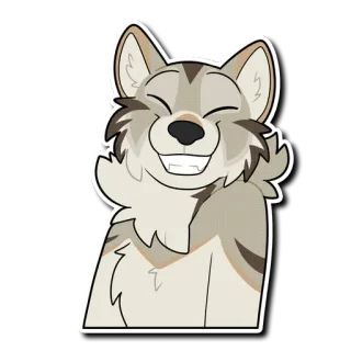 😁 lupo, felice, animale, sorridente, cartone animato telegram sticker