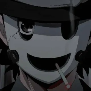 🤍 anime, mask, cigarette, creepy, manga, character, animation telegram sticker
