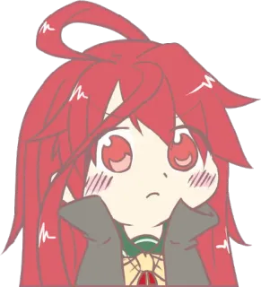 😕 anime, manga, cartoon, cute, red hair, blush telegram sticker
