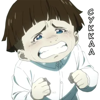 😭 СУККА ร้องไห้, เศร้า, อนิเมะ, คำหยาบ, คำสแลง telegram sticker