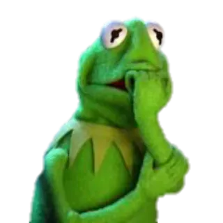 😖 Kermit Kermit la grenouille, Muppet, pensif, contemplatif, vert, marionnette telegram sticker