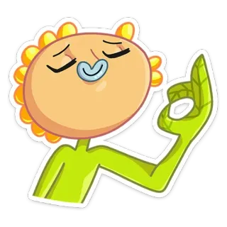 👌 Dibujo animado, Personaje, Flor, Planta, Mano, OK whatsapp sticker