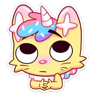 🥺 gato, unicórnio, desenho animado, kawaii, adesivo, fofo, fantasia whatsapp sticker