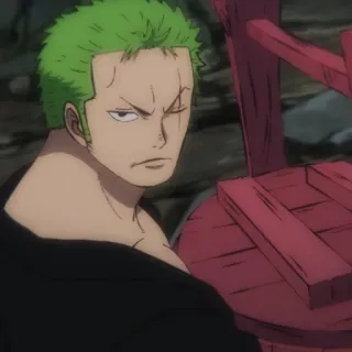 🤨 Roronoa Zoro One Piece Anime, Spadaccino, Pirata, Cicatrice, Capelli verdi telegram sticker