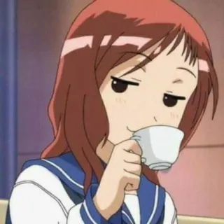🌚 Anime, Meisje, Drinken, Thee, Cartoon, Ontspannen, Schattig telegram sticker