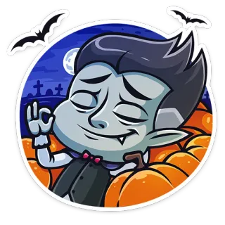 👌 vampiro, halloween, dibujos animados, murciélago, pegatina, calabazas, noche, cementerio telegram sticker