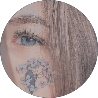 🤍 oeil, visage, cheveux, beauté, floral telegram sticker