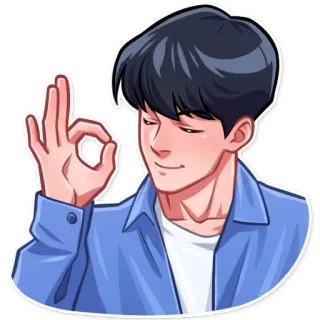 👌 ok sign, offensive gesture, hand gesture, cartoon, man, circle game telegram sticker