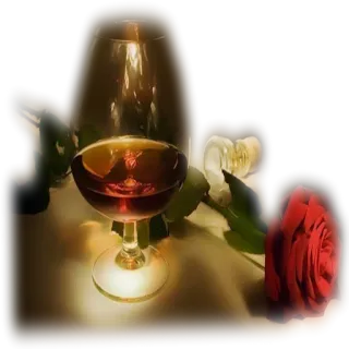 🍷 葡萄酒, 桃红, 浪漫, 饮料, 玻璃杯, 花 telegram sticker