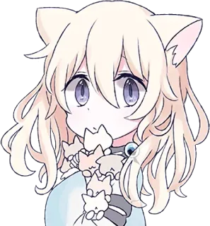 😐 anime, catgirl, cute, kawaii, kitten, chibi, manga, fanart telegram sticker