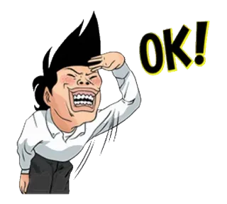 👌 OK! ok, persetujuan, setuju, kartun, pria, emoji telegram sticker