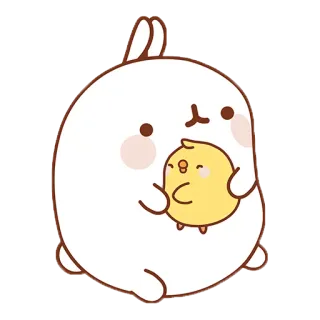 🐥 Molang rabbit, cute, kawaii, chick, friendship, cartoon telegram sticker