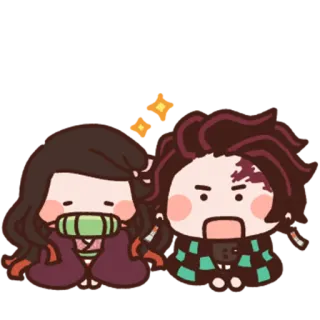 🙏 Nezuko Kamado, Tanjiro Kamado Demon Slayer Anime, Demon Slayer, Nezuko, Tanjiro, carino, Chibi telegram sticker