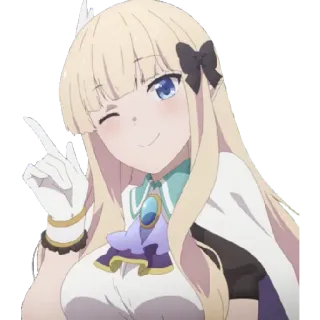 ☝️ anime, garota, loira, piscadela, fofa, ilustração, desenho animado telegram sticker
