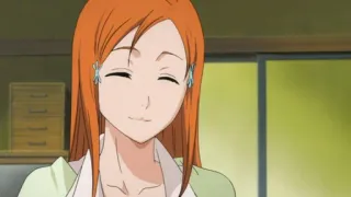 😊 Orihime Inoue Bleach anime, character, orange hair, smiling telegram sticker
