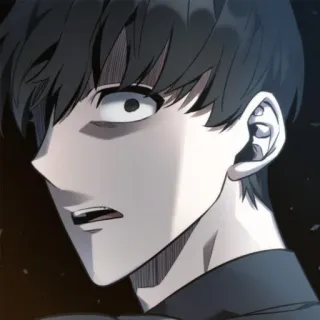 😠 Manhwa, Mann, Gesicht, Ausdruck, Charakter, schwarze Haare, Porträt whatsapp sticker
