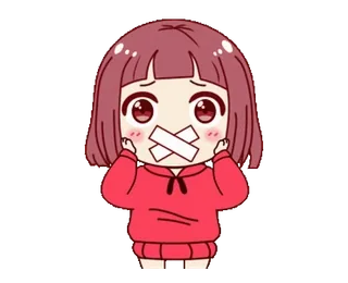 🤐 stil, gecensureerd, sticker, anime, cartoon, meisje, tape, ssst telegram sticker