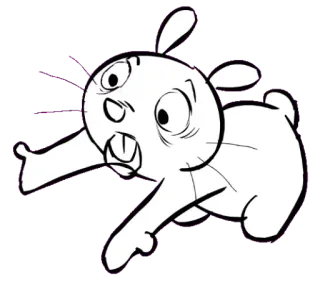 👀 兔子, 卡通, 害怕, 跑 whatsapp sticker